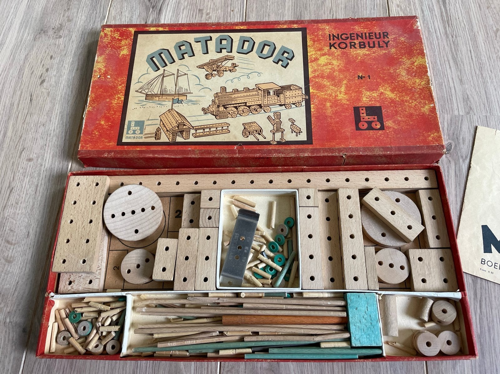Vintage Matador Ingenieur Korbuly Bouwdoos Nr. 1, Kinderen en Baby's, Ophalen of Verzenden, Gebruikt, Bouwen