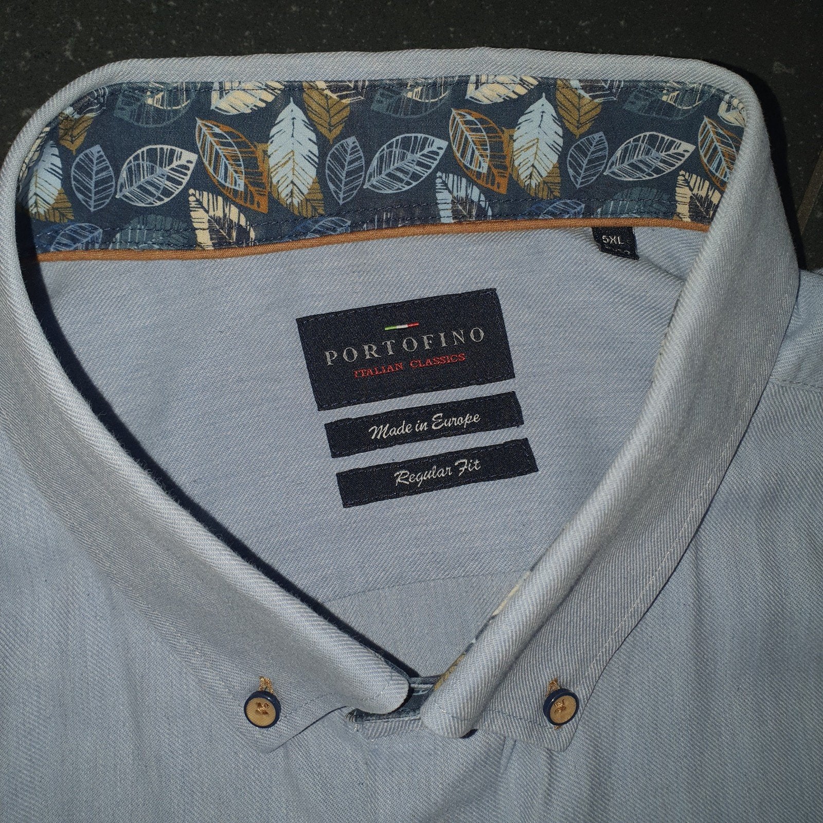 Portofino Blouse 5XL met werkje in nek en mouw, Kleding | Heren, Blauw, Overige halswijdtes, Gedragen, Portofino
