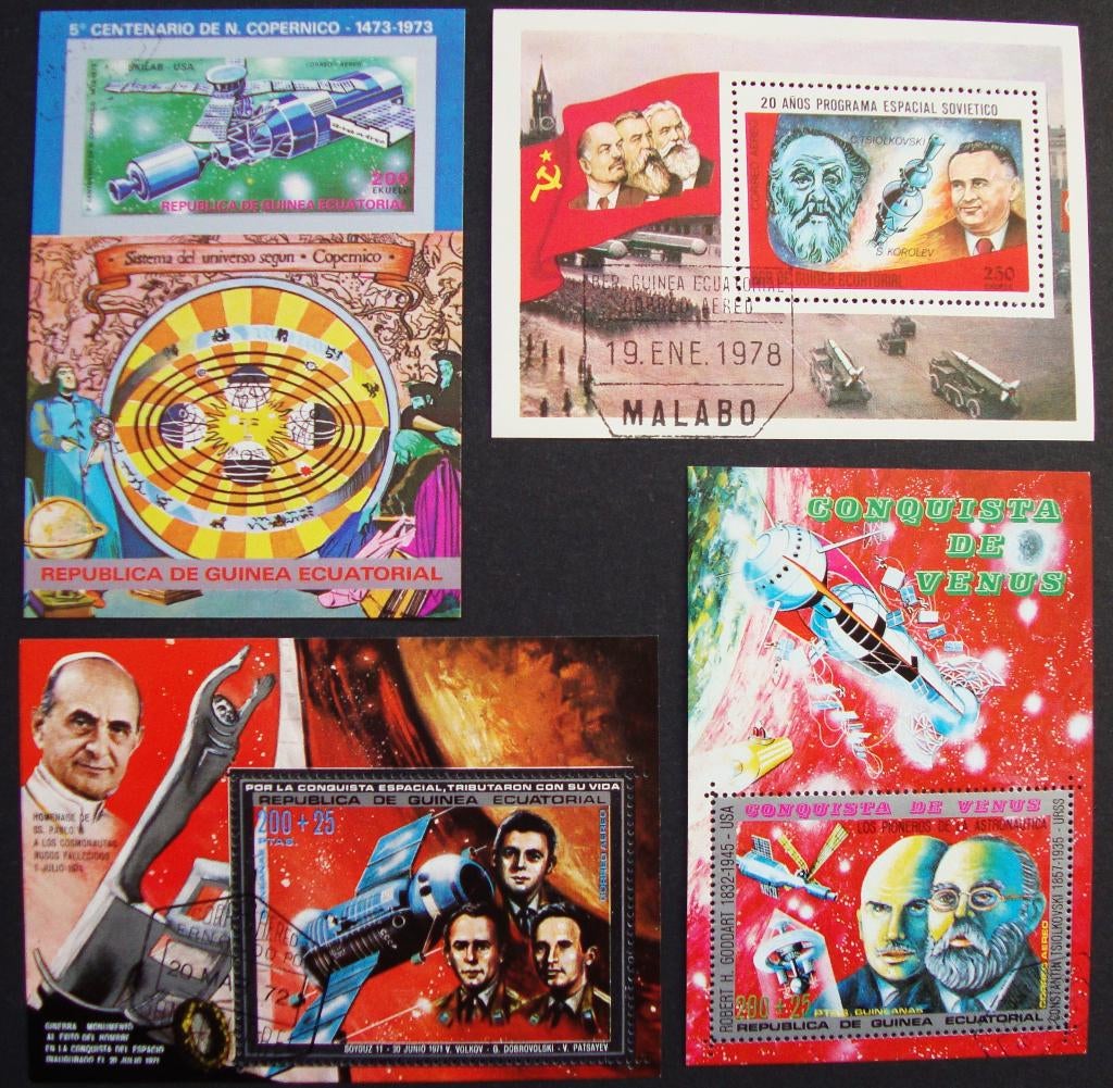 - 685 - 4 Blokjes Ruimtevaart - USA + CCCP., Verzenden, Gestempeld, Overige thema's