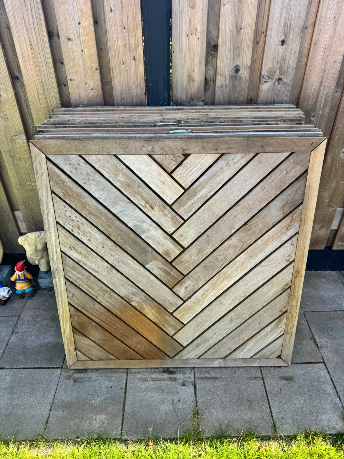 Hardhouten vloertegels in visgraat 100 x 100 - 12 stuks
