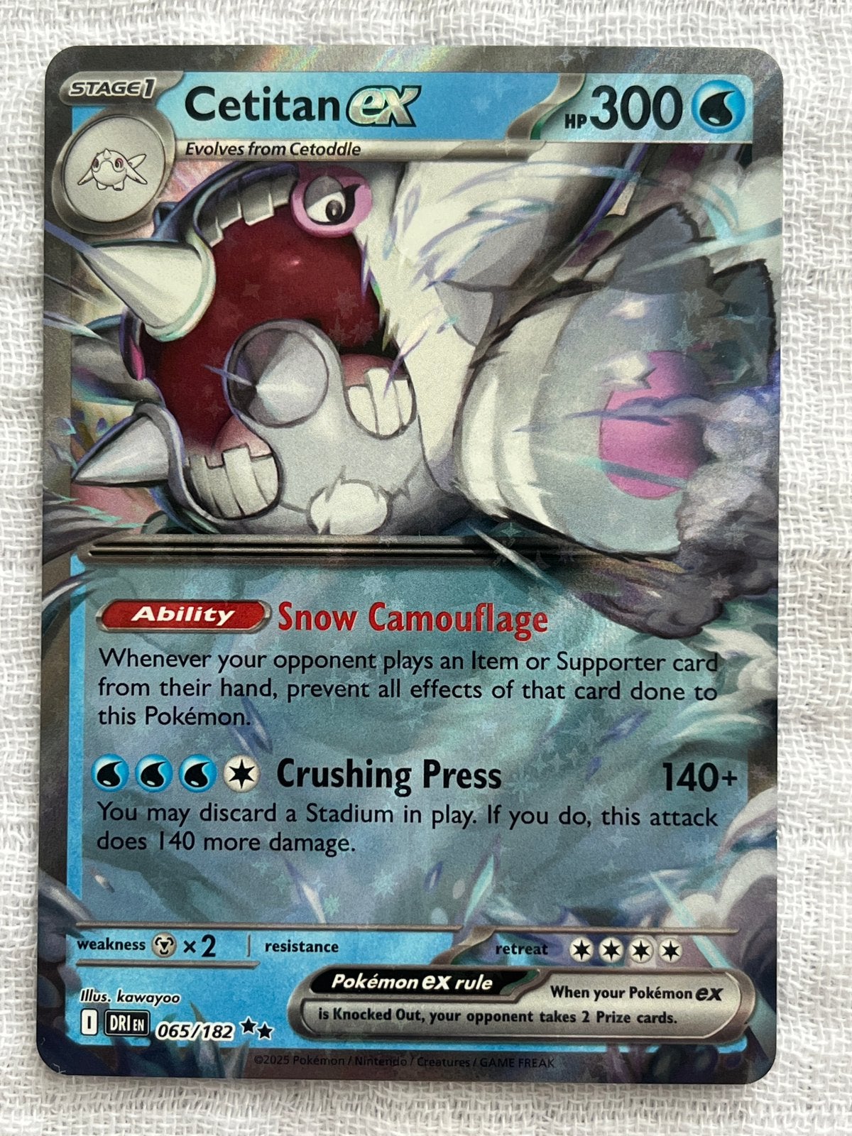 Cetitan ex Pokémon Kaart - Full Art Holo, Ophalen of Verzenden, Zo goed als nieuw, Losse kaart