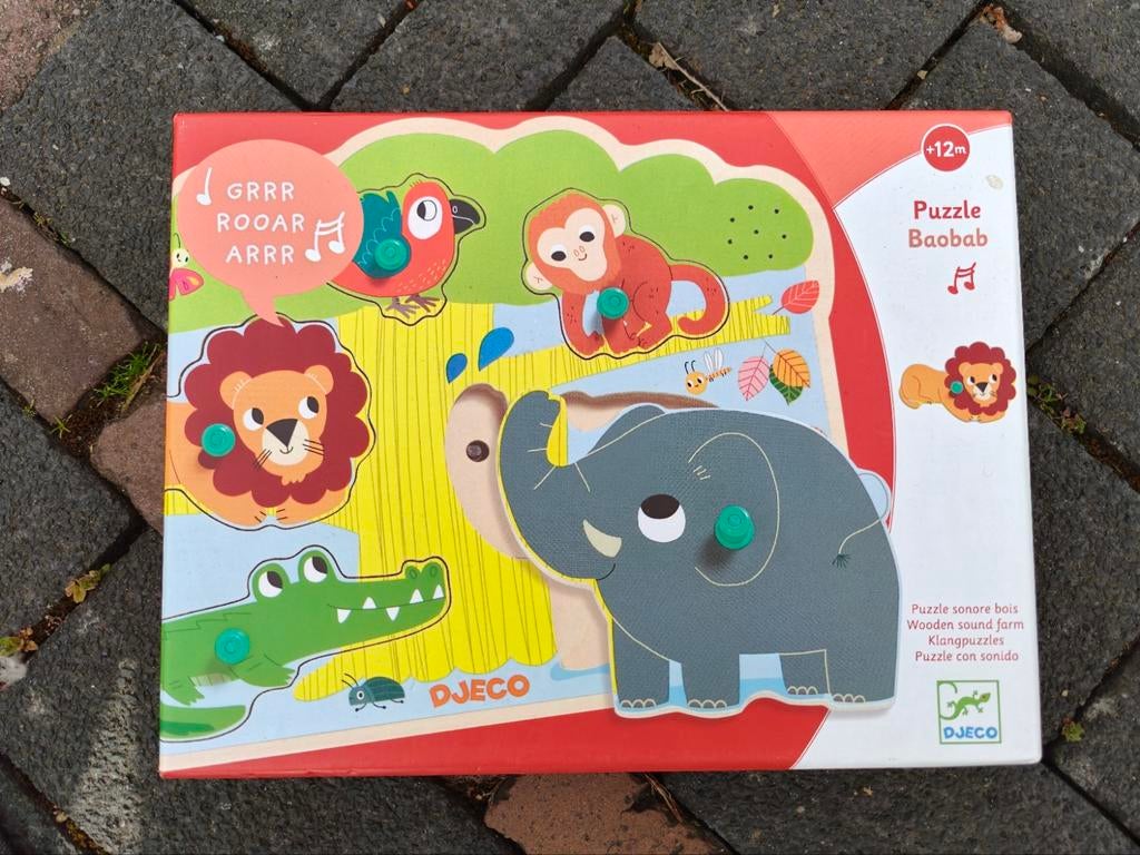 Dieren puzzel met geluid van Djeco, Ophalen of Verzenden, Zo goed als nieuw, Overige typen, Met geluid