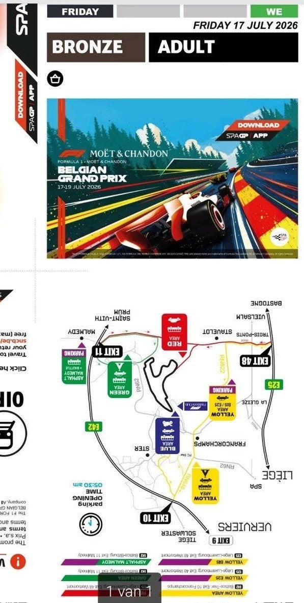 Tickets F1 Spa Francorchamps bronze, Drie personen of meer