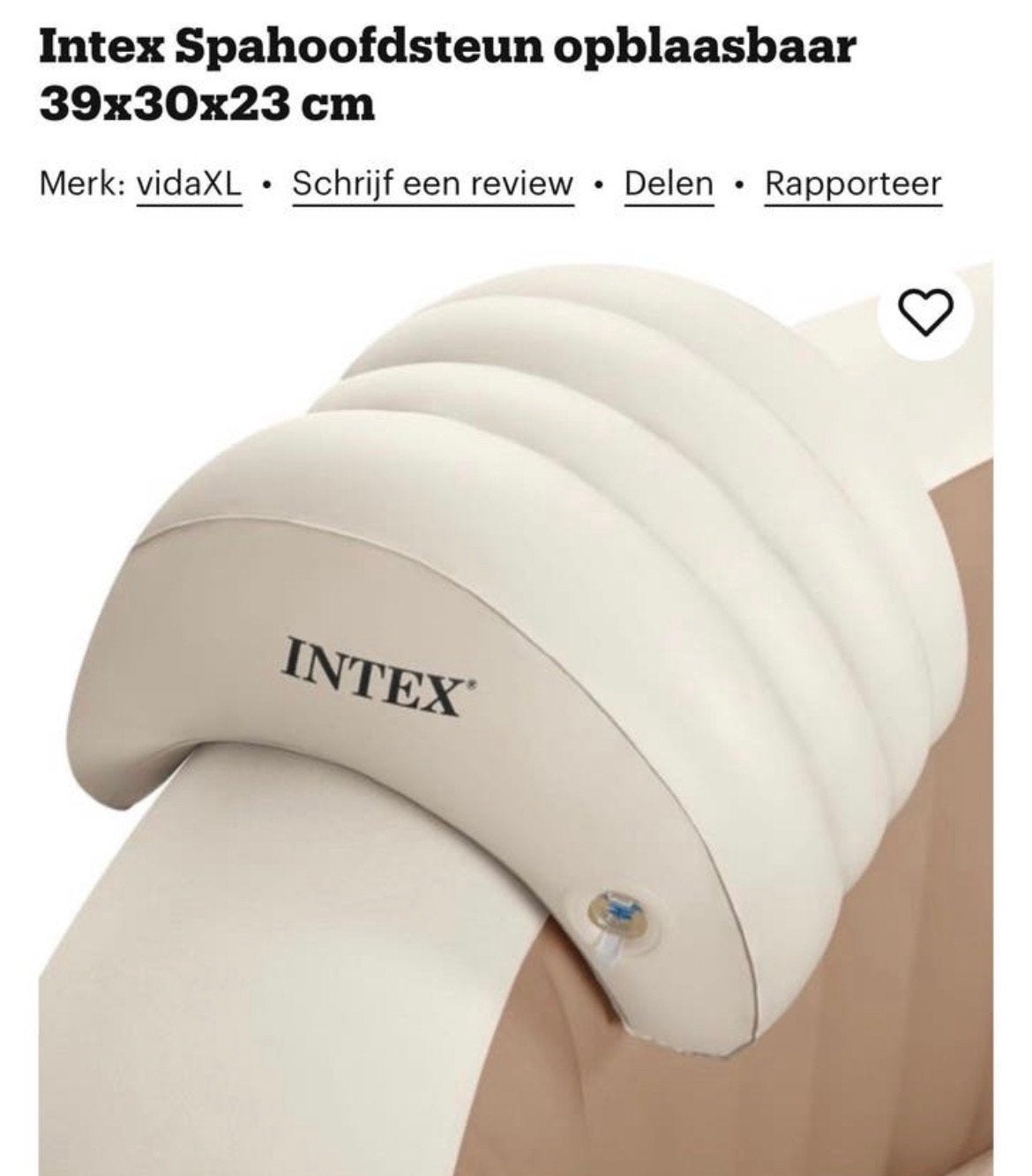 Intex Hoofdsteun voor Pure Spa - Opblaasbaar, Ophalen of Verzenden, Nieuw, Opblaasbaar
