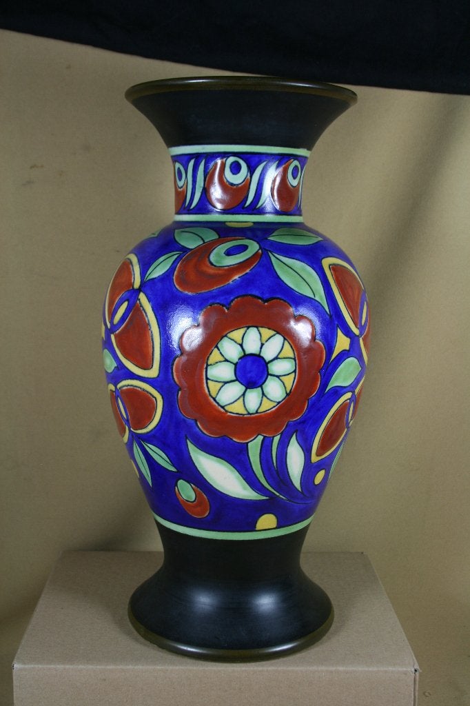 Grote Gouda plateel vaas 37 cm 1927, Ophalen of Verzenden