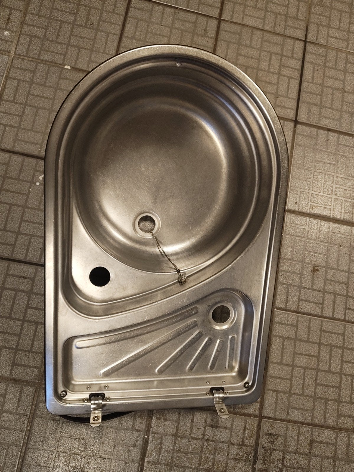 RVS spoelbak met afdruiprek voor camper/caravan, Ophalen, Gebruikt