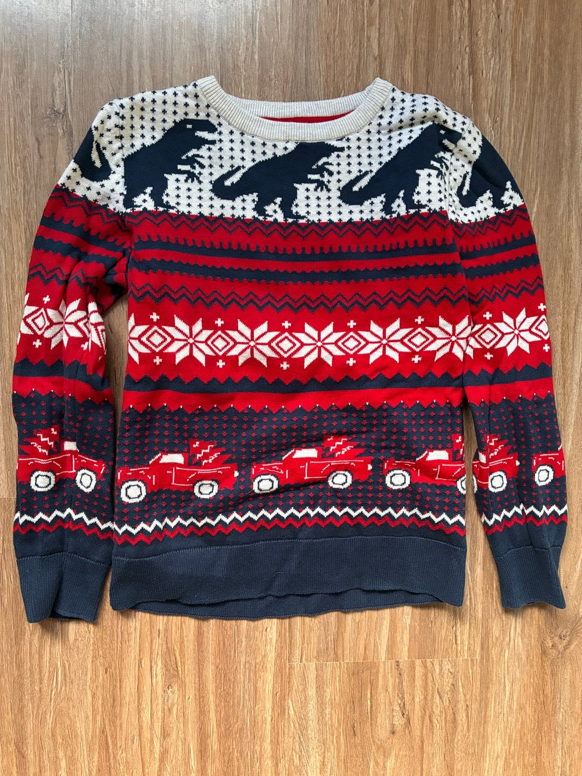 Foute Kersttrui Dino Auto's Maat 140 (C&A kerst trui), Kinderen en Baby's, Ophalen of Verzenden, Gebruikt, Jongen of Meisje, Trui of Vest