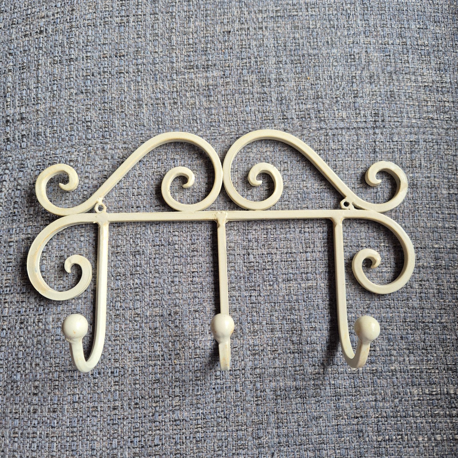 Decoratieve vintage kapstok - Crème Metaal, Ophalen of Verzenden, Metaal, Wandkapstok, Minder dan 100 cm