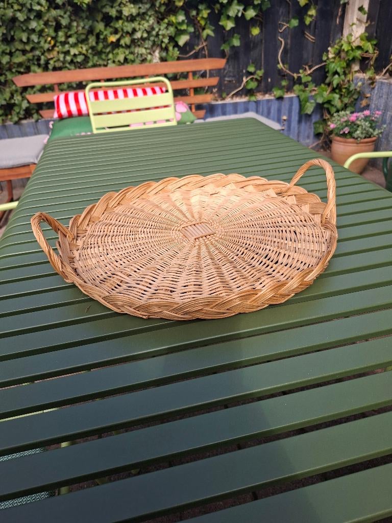 Rotan dienblad, Ophalen, Zo goed als nieuw, Rond, Overige materialen