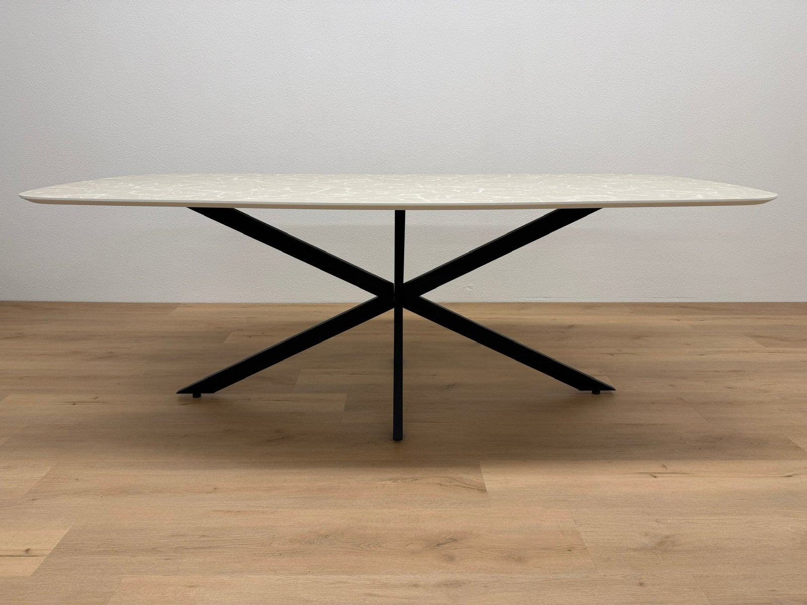 Deens ovale eettafel 210x100 - Marmer HPL - Direct Leverbaar, Huis en Inrichting, 100 tot 150 cm, 200 cm of meer, Ophalen of Verzenden