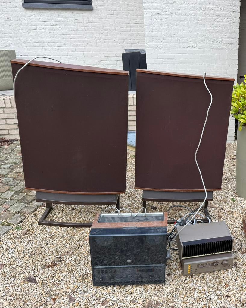 Quad ESL-63 elektrostatische luidsprekers, Audio, Tv en Foto, Luidsprekers, Overige merken, Gebruikt, Ophalen of Verzenden, 60 tot 120 watt