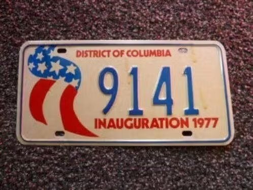 Kentekenplaat licenseplate Washington DC 1977 Carter USA, Verzamelen, Verzenden, Gebruikt, Auto's