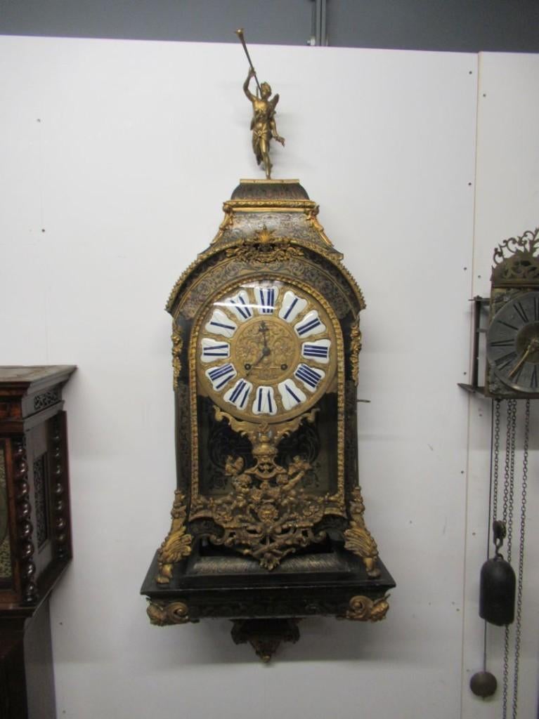 Oer 11402 grote 18e eeuwse boulle klok met console "Lenoir ", Antiek en Kunst, Ophalen