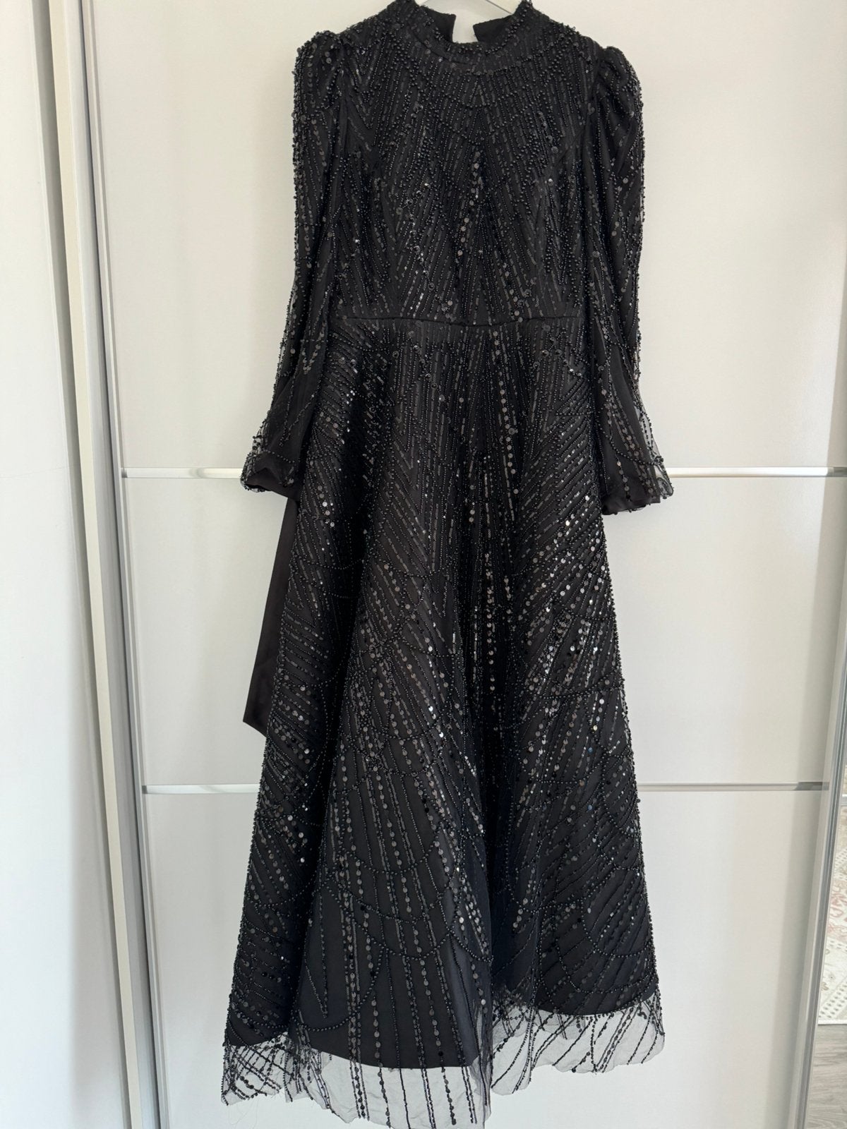Kralen avondjurk, Kleding | Dames, Gelegenheidskleding, Galajurk, Verzenden, Zwart, Maat 42/44 (L)
