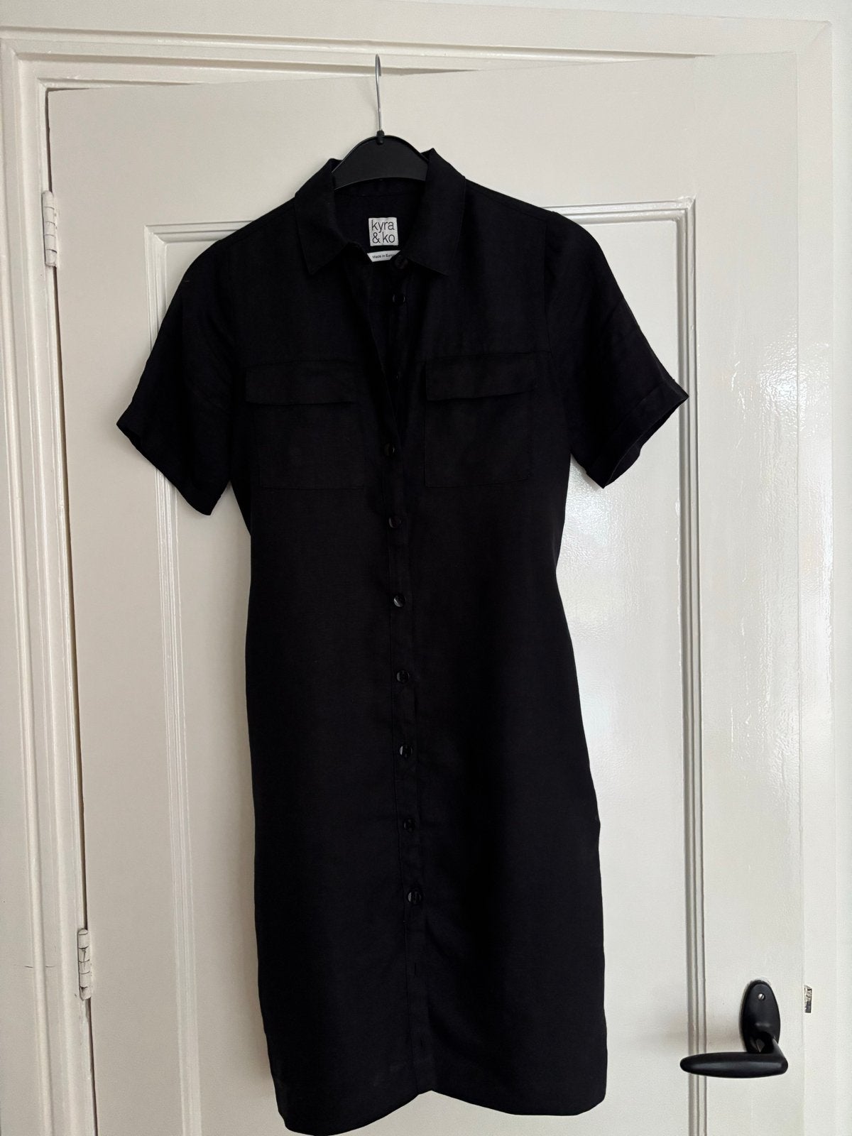 Kyra & Ko Linnen Jurk Zwart, Kleding | Dames, Zwart, Ophalen of Verzenden, Zo goed als nieuw, Knielengte