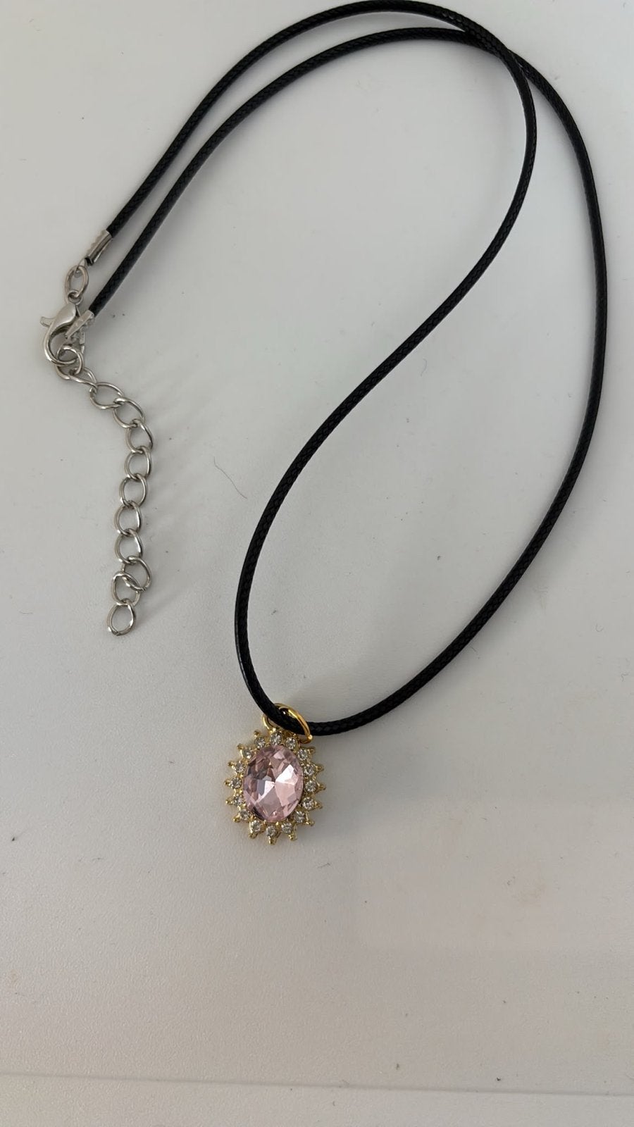 Nieuwe Ketting met Roze Hanger en Strass, Sieraden, Tassen en Uiterlijk, Kettingen, Overige materialen, Nieuw, Ophalen of Verzenden
