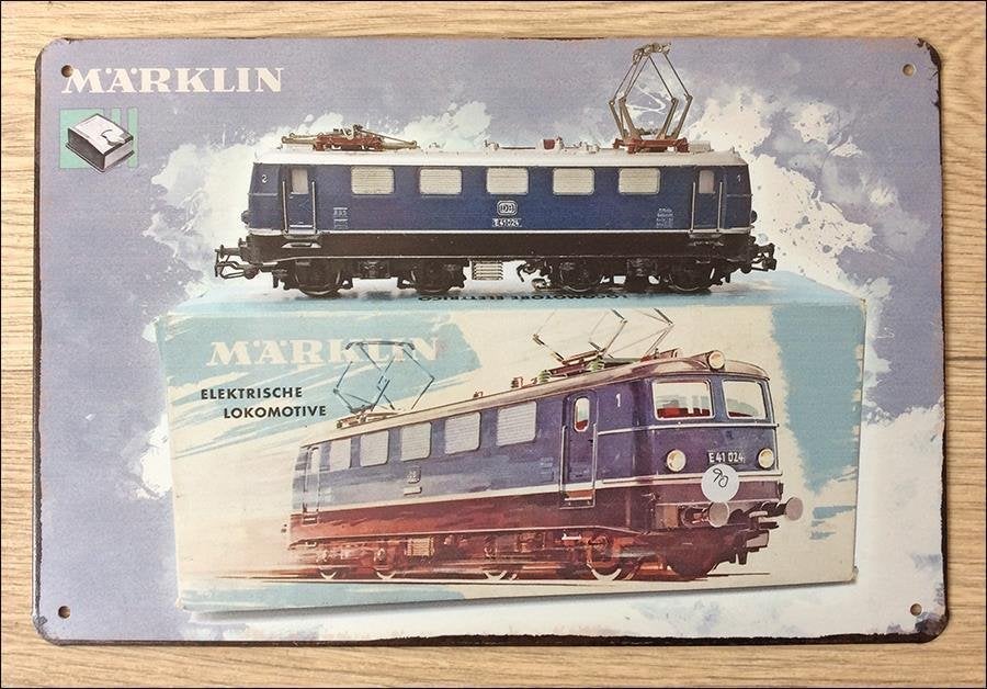 MARKLIN Metalen wandbord Modeltrein poster locomotief, Wisselstroom, Verzenden, Märklin, Nieuw