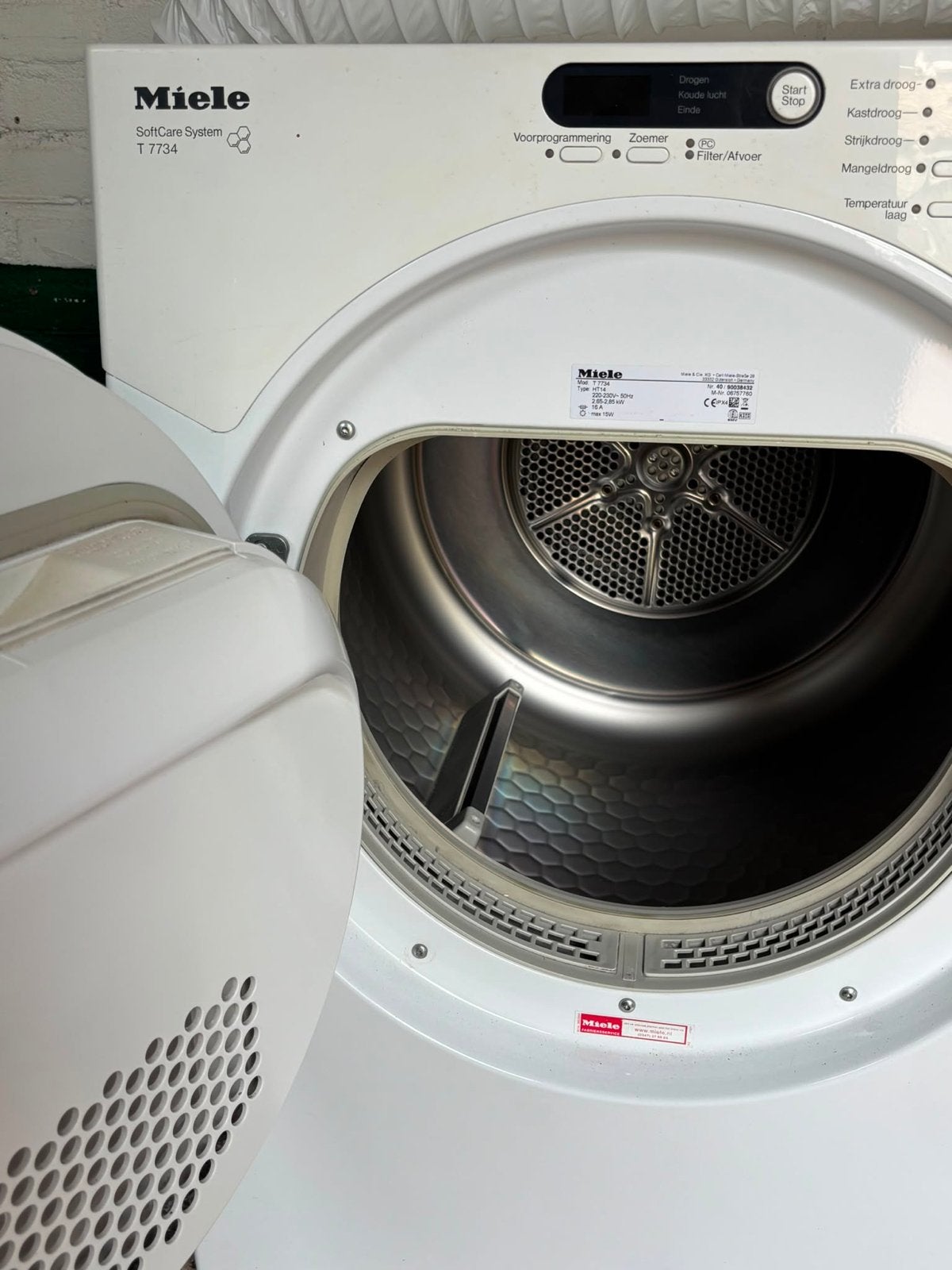Miele SoftCare System T 7734 Luchtafvoer Wasdroger, Witgoed en Apparatuur, Wasdrogers, Gebruikt, Luchtafvoer, Voorlader, 6 tot 8 kg