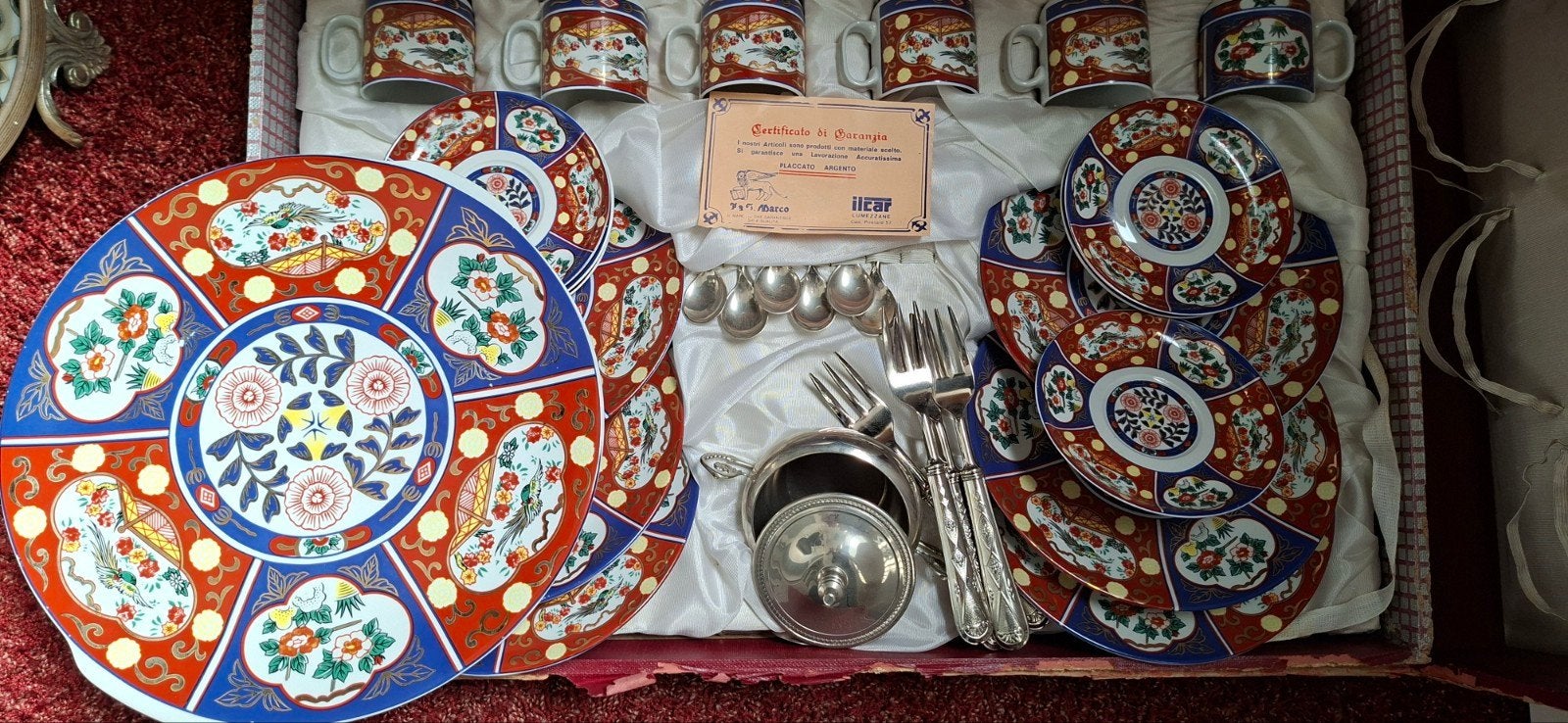 Vintage Japans theeservies met bestek en certificaat, Ophalen