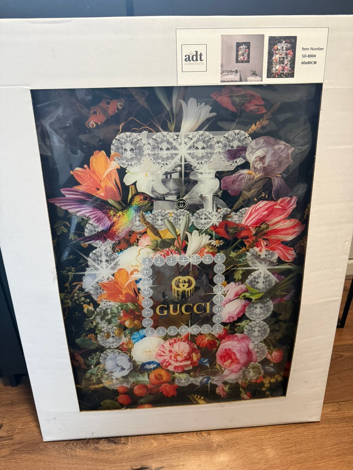 Gucci schilderij glas 60x80 nieuw in de doos, Ophalen, Zo goed als nieuw, Glas