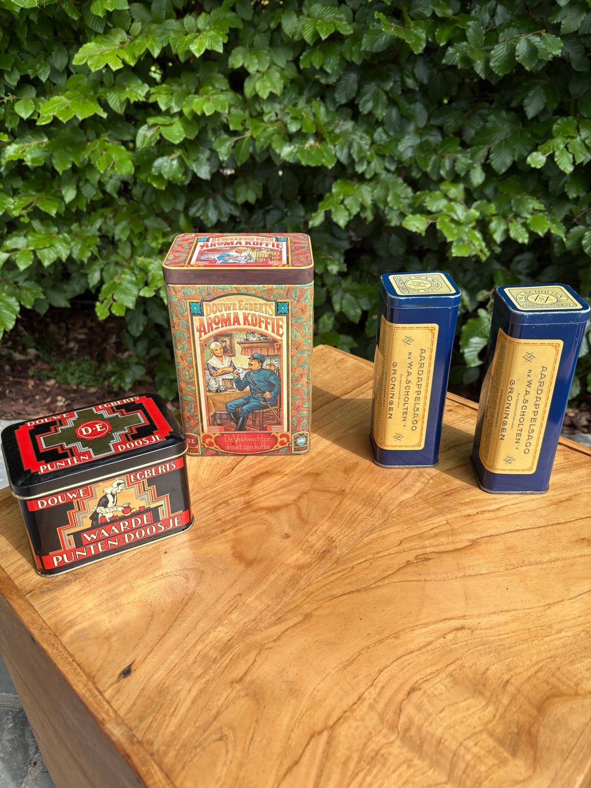 Vintage blikken: Douwe Egberts, Coop, Spar en meer, Verzamelen, Blikken, Ophalen, Gebruikt, Koffie, Douwe Egberts