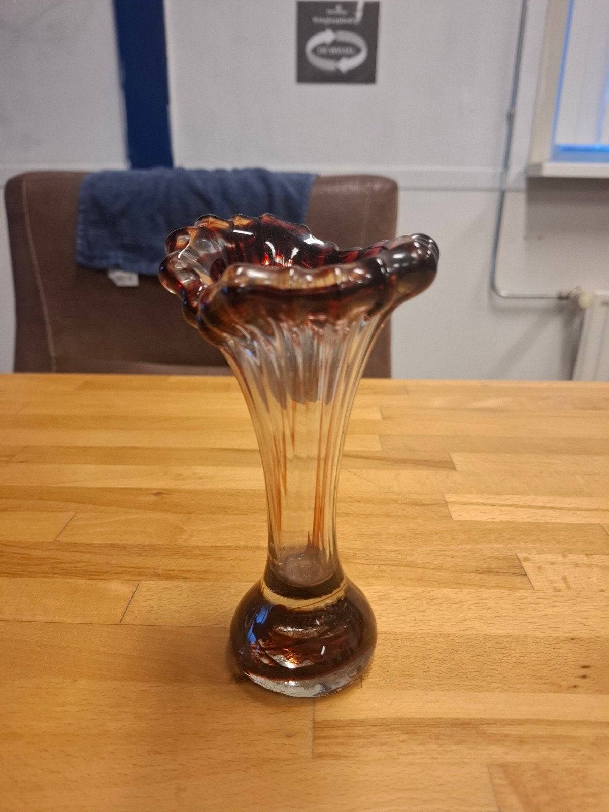 Decoratieve glazen vaas, bruin en transparant, Ophalen of Verzenden