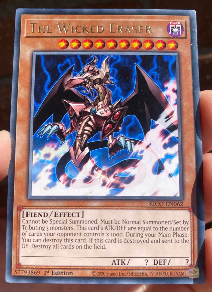 Yu-Gi-Oh! The Wicked Eraser KICO 1st Edition !, Ophalen of Verzenden, Zo goed als nieuw, Losse kaart