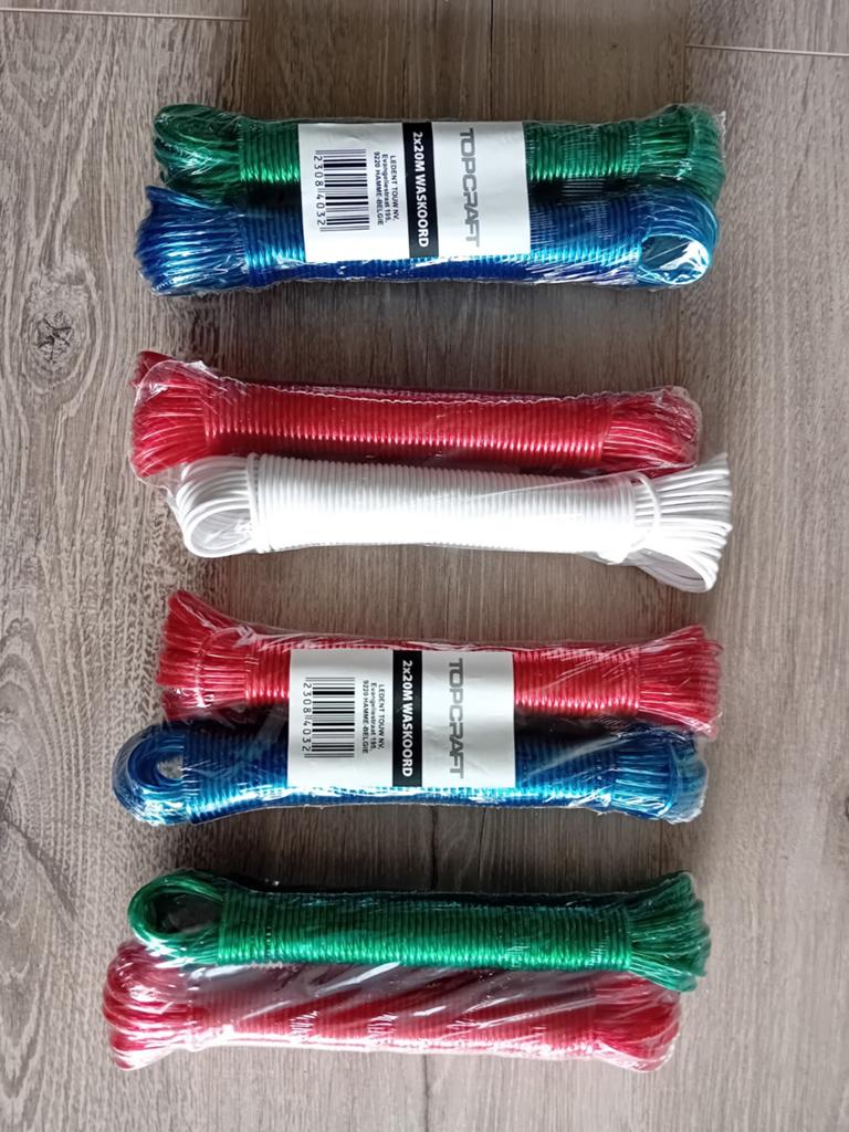Waslijndraad. Geschikt voor binnen + buiten. 4 stuks. Nieuw!, Ophalen, Nieuw