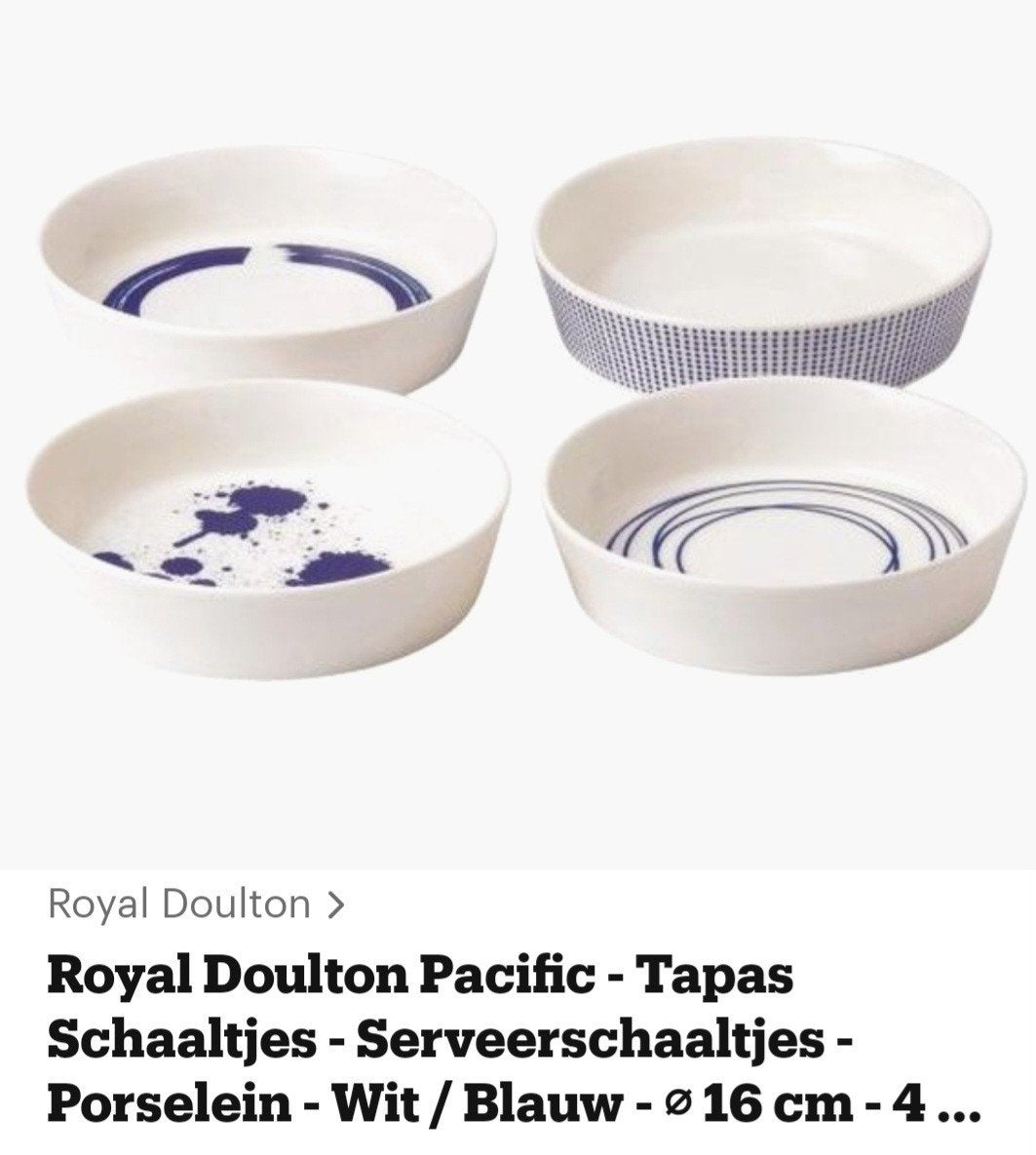 Gezocht: Royal Doulton Pacific Tapas Schaaltjes, Gebruikt, Overige merken, Ophalen of Verzenden, Kom(men)