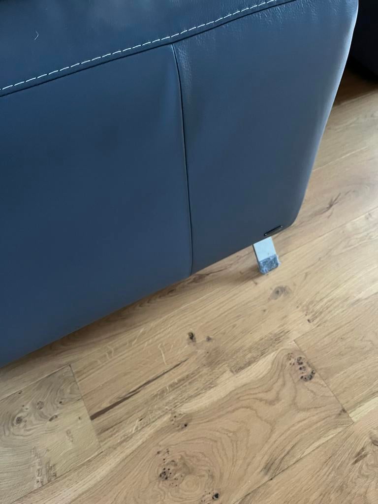 Hoekbank Natuzzi Editions blauw/grijs leer ., Ophalen, 125 cm of meer, Leer, Zo goed als nieuw