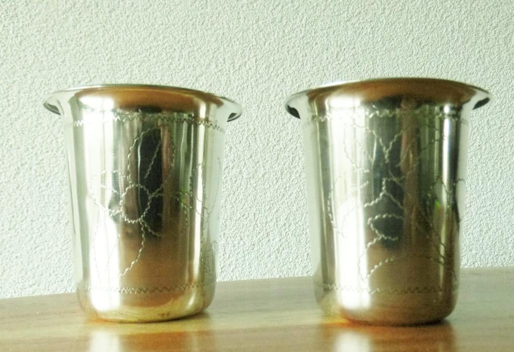 Zilveren bekertje, twee, Ophalen of Verzenden, Zilver