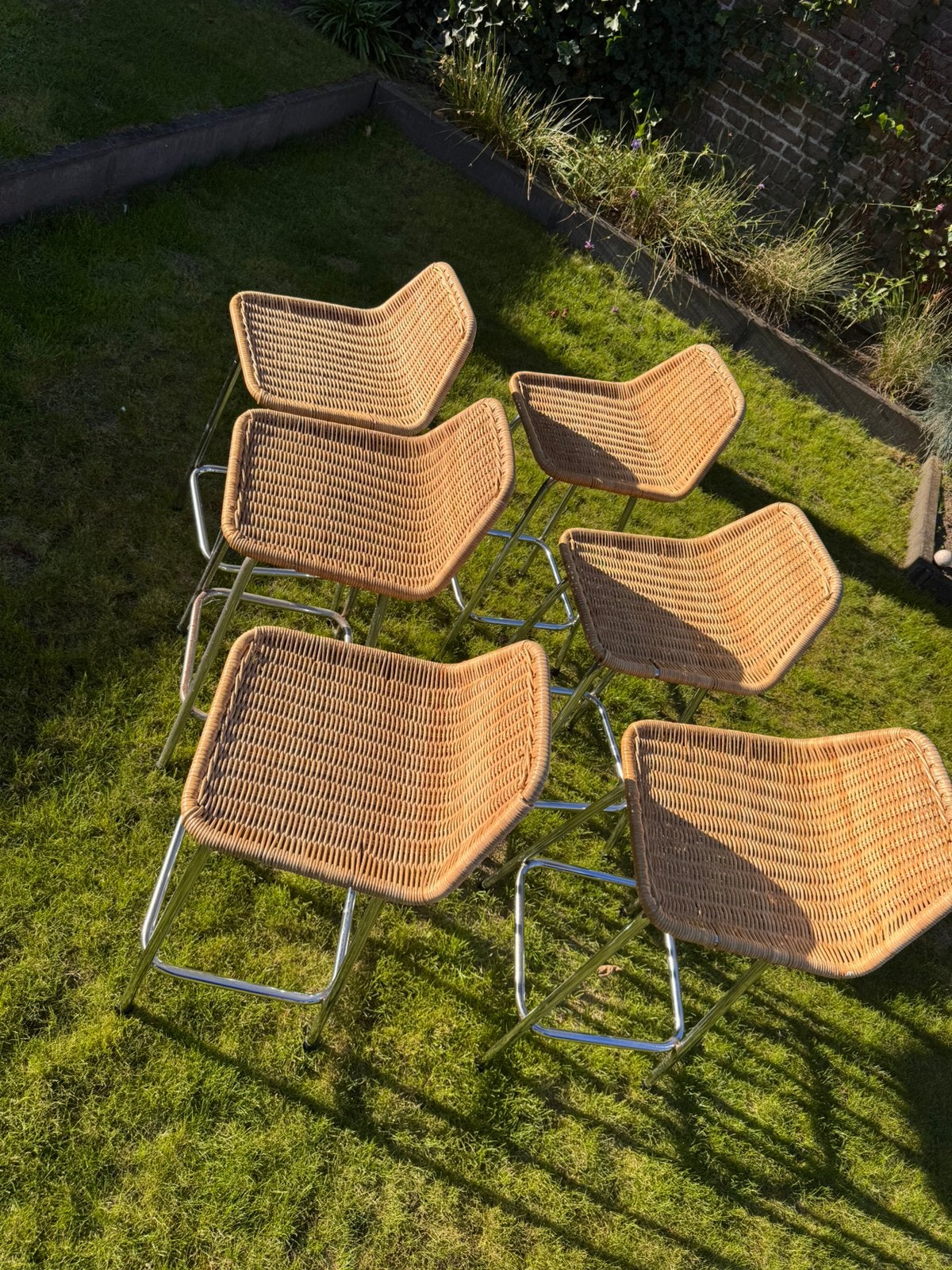 Vintage Barkruk 6 stuks, Huis en Inrichting, Ophalen, Metaal, Met voetsteun, 60 tot 90 cm