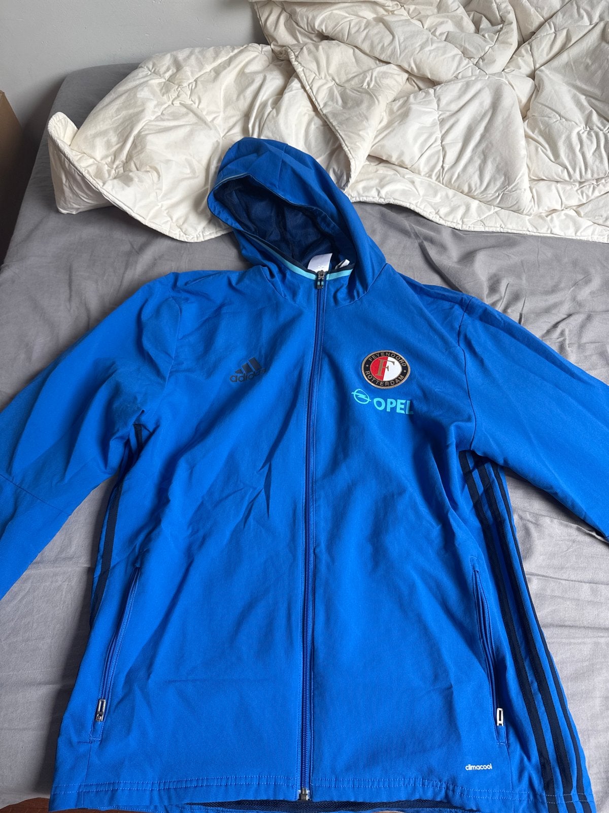 Adidas Feyenoord Trainingsjack - Maat L, Maat 52/54 (L), Blauw, Ophalen of Verzenden, Zo goed als nieuw