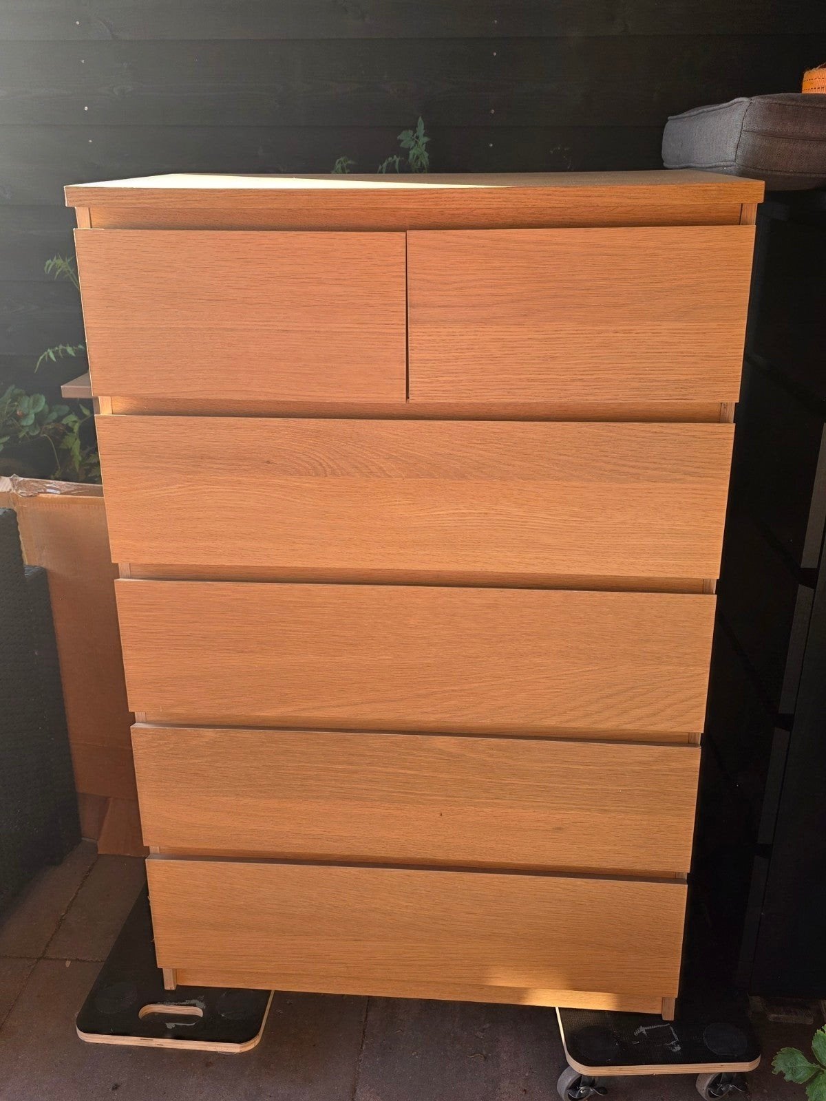 IKEA Malm Ladenkast met 6 laden, Wit Geglazuurd Eiken, Ophalen, 5 laden of meer, 100 tot 150 cm, Eikenhout