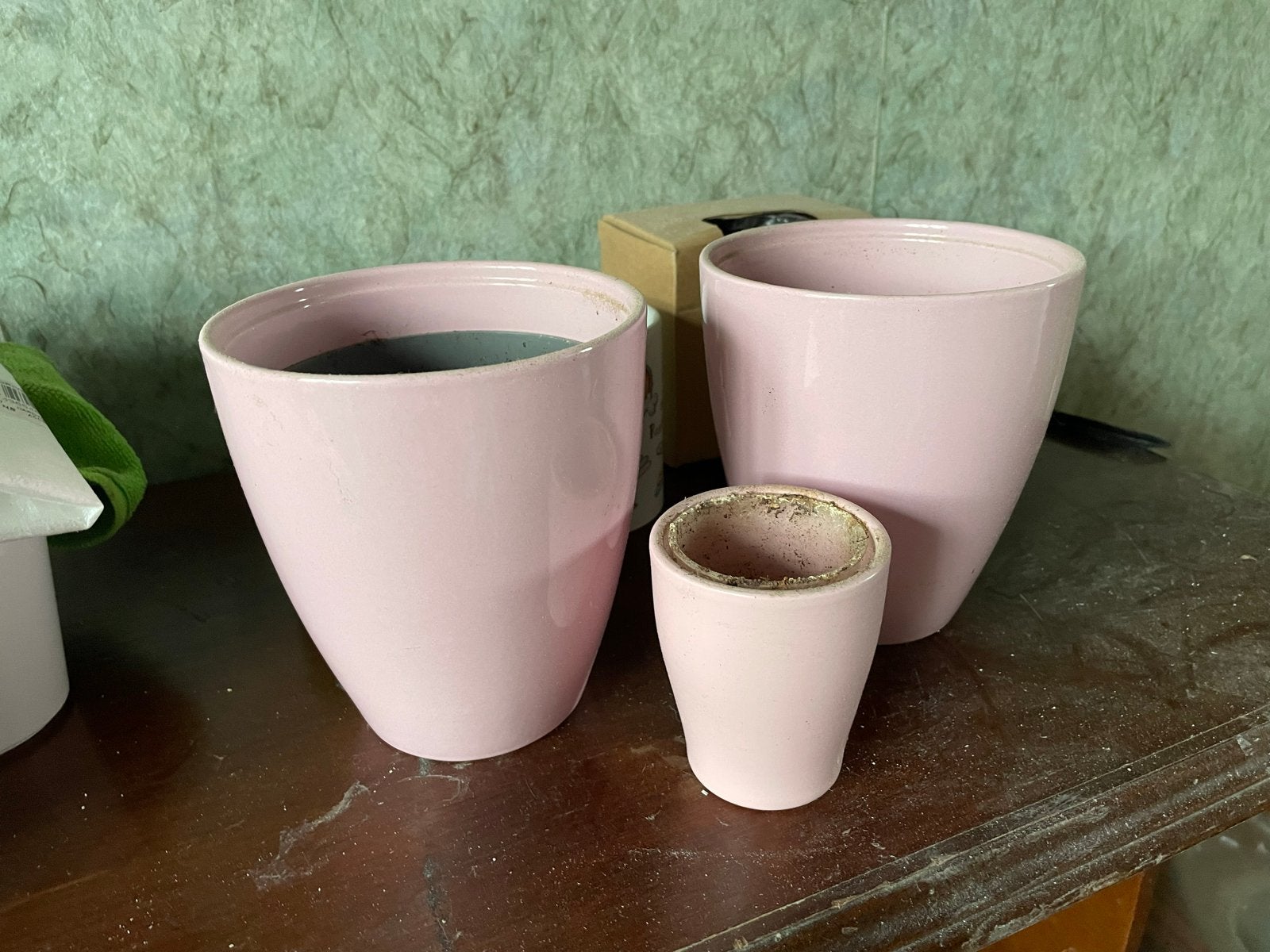 Set van 3 roze bloempotten - diverse maten, Tuin en Terras, Ophalen, Gebruikt, Rond, Binnen