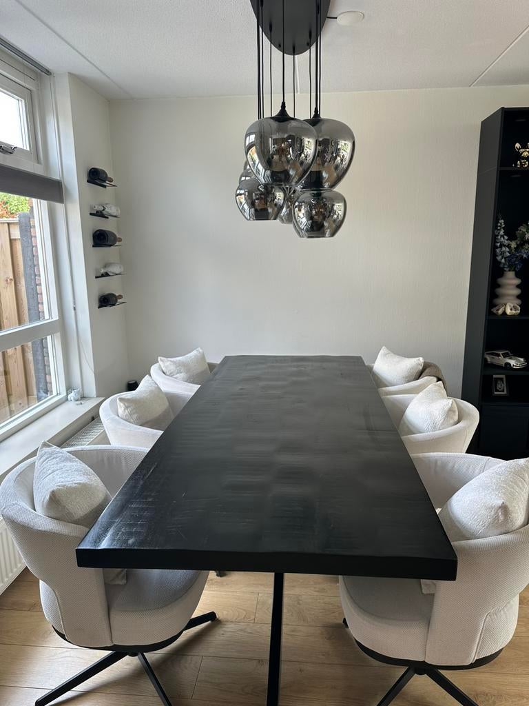 Rechthoekige zwarte eettafel 240x100x76 cm, Ophalen, 200 cm of meer, 50 tot 100 cm, Zo goed als nieuw
