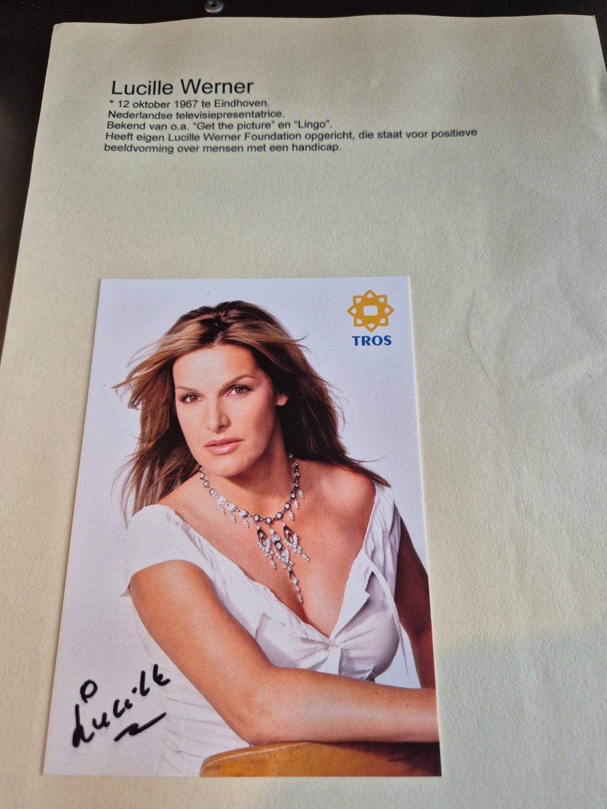 Gesigneerde foto van Lucille Werner, Ophalen of Verzenden