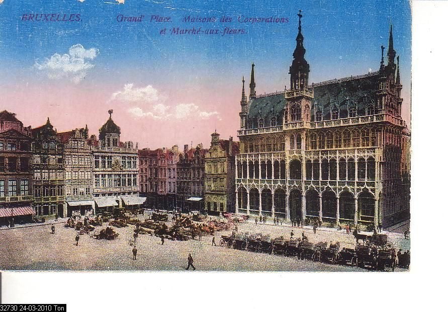 Ansichtkaart 	Brussel	Grote Markt	Gildehuizen	Bloemenmarkt, Verzamelen, Verzenden, Voor 1920, Ongelopen, Brussel (Gewest)