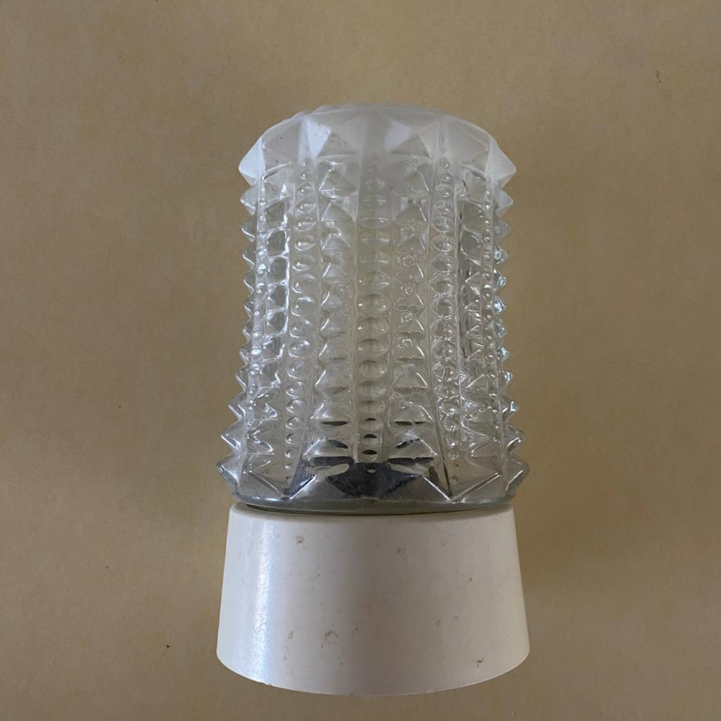 Jaren '60 glazen lamp met witte bakeliet fitting, Antiek en Kunst, Antiek | Lampen, Ophalen