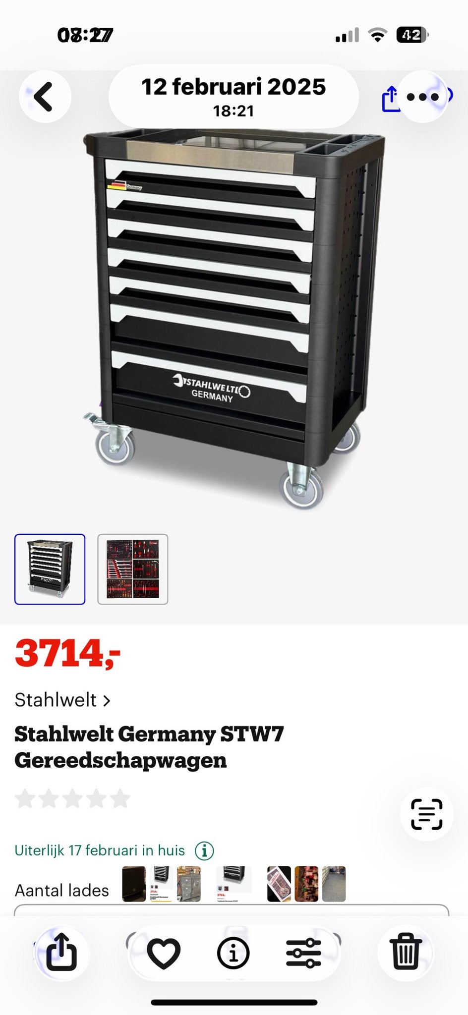 Stahlwelt Germany STW7 Gereedschapwagen, Doe-het-zelf en Verbouw, Ophalen, Nieuw