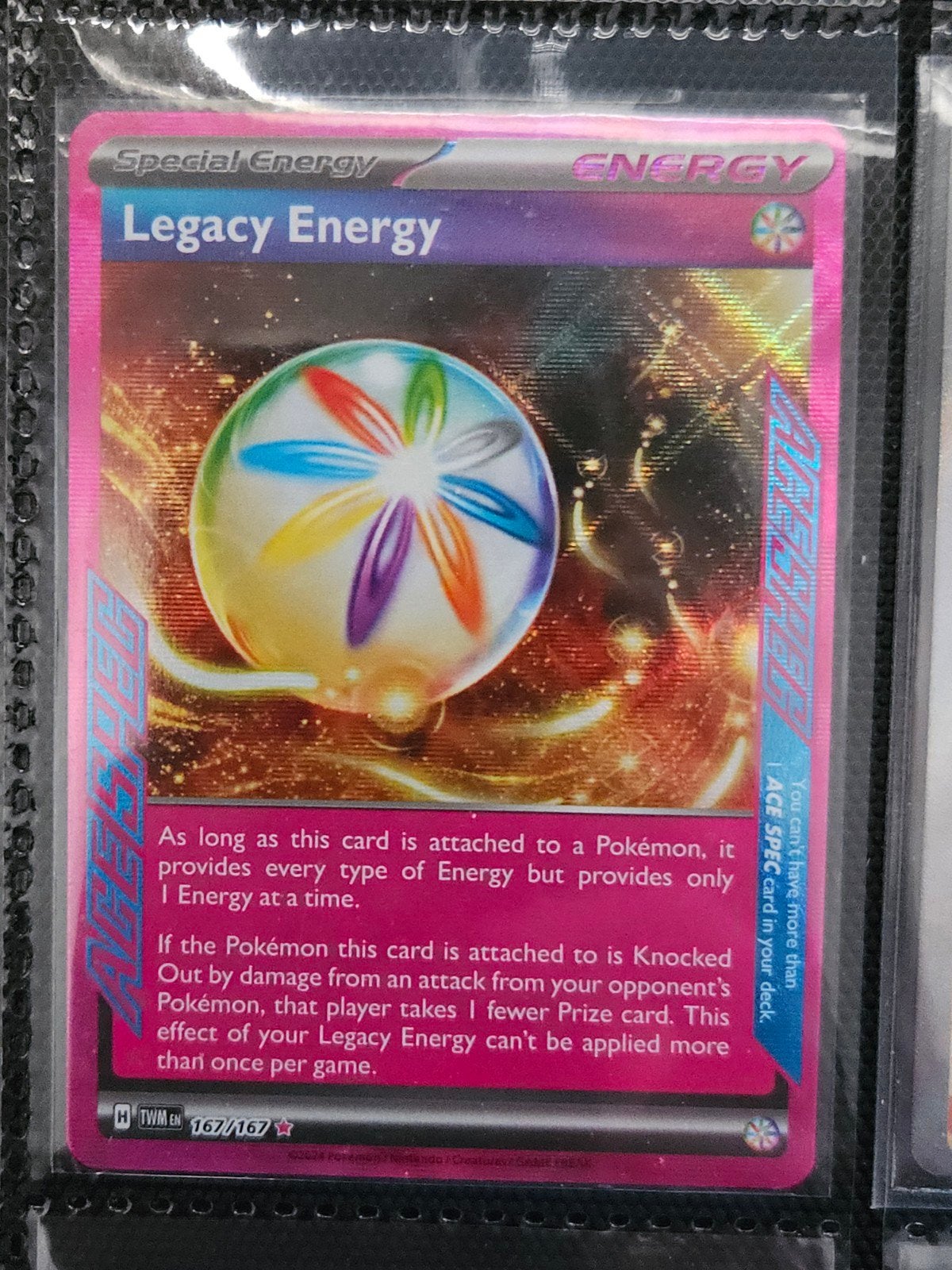 Pokemon Legacy Energy 167/167 Twilight Masquerade, Ophalen of Verzenden, Zo goed als nieuw, Losse kaart, Foil