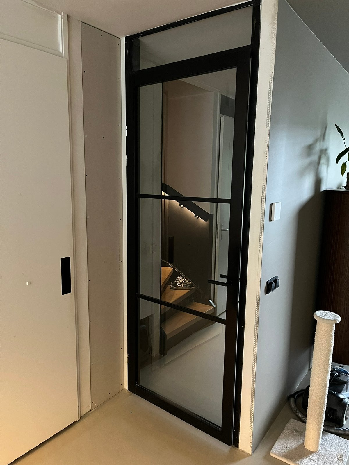 Zwarte binnendeur met glas opdek 231,5 x 88 cm, Ophalen, 80 tot 100 cm, 215 cm of meer, Binnendeur