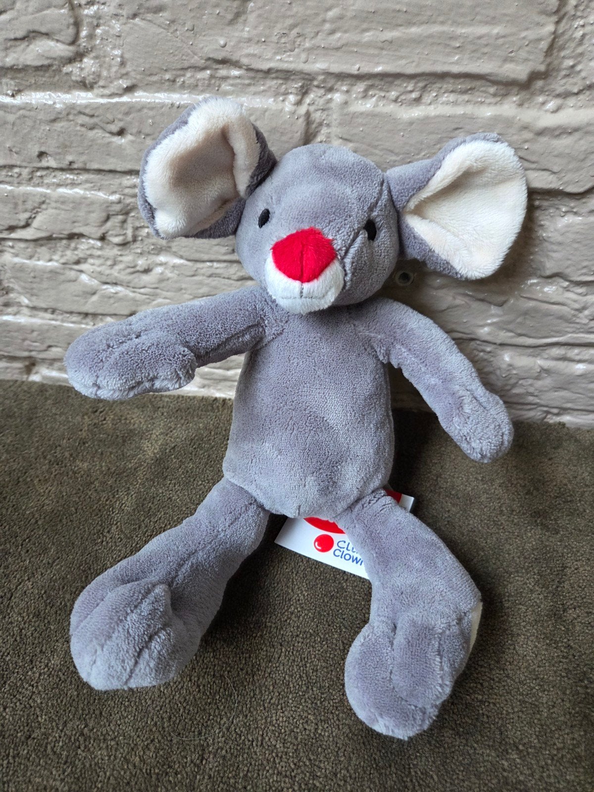 CliniClowns Muis Knuffel - Nieuw met kaartje, Muis, Overige merken, Grijs, Nieuw