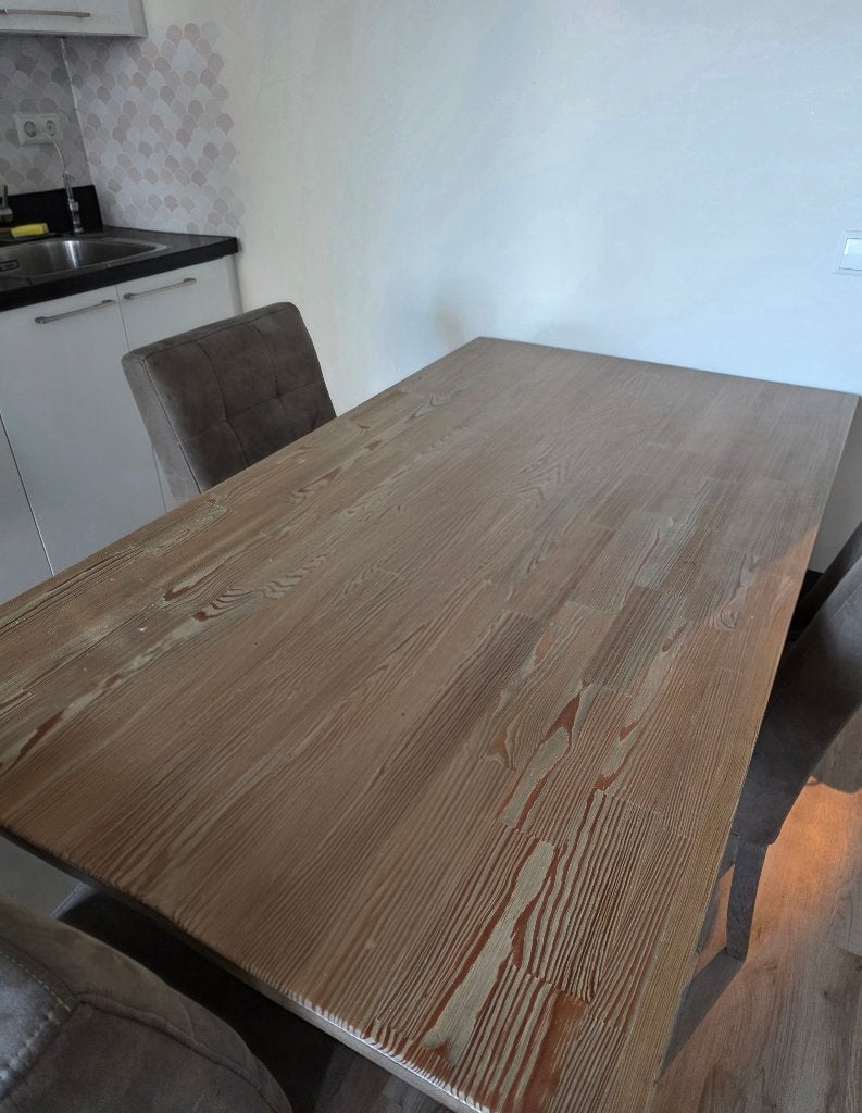 Eettafel + koffiie tafel + TV meubel Wonen set, Ophalen, Gebruikt, Oak, 4 tot 6 stoelen