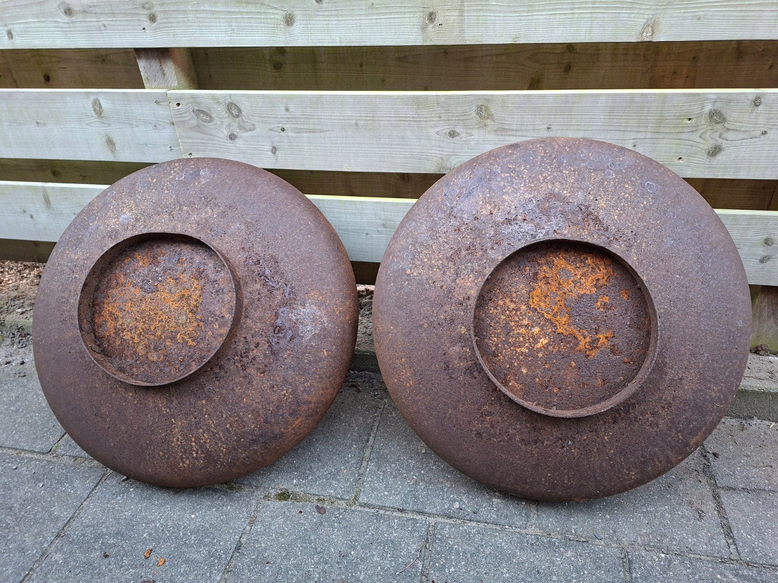 Prachtige cortenstaal schalen 60cm, Tuin en Terras, Ophalen