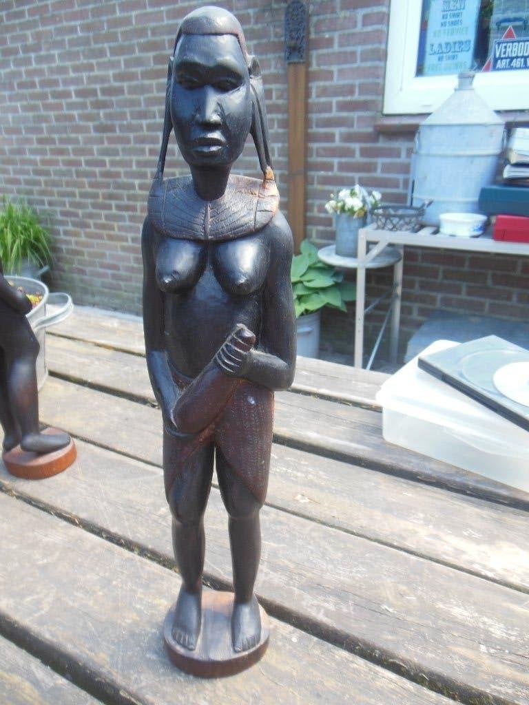 beeld kunst uit africa hout vrouw decoratie verzamel, Antiek en Kunst, Kunst | Niet-Westerse kunst, Hout, Afrika, Ophalen of Verzenden