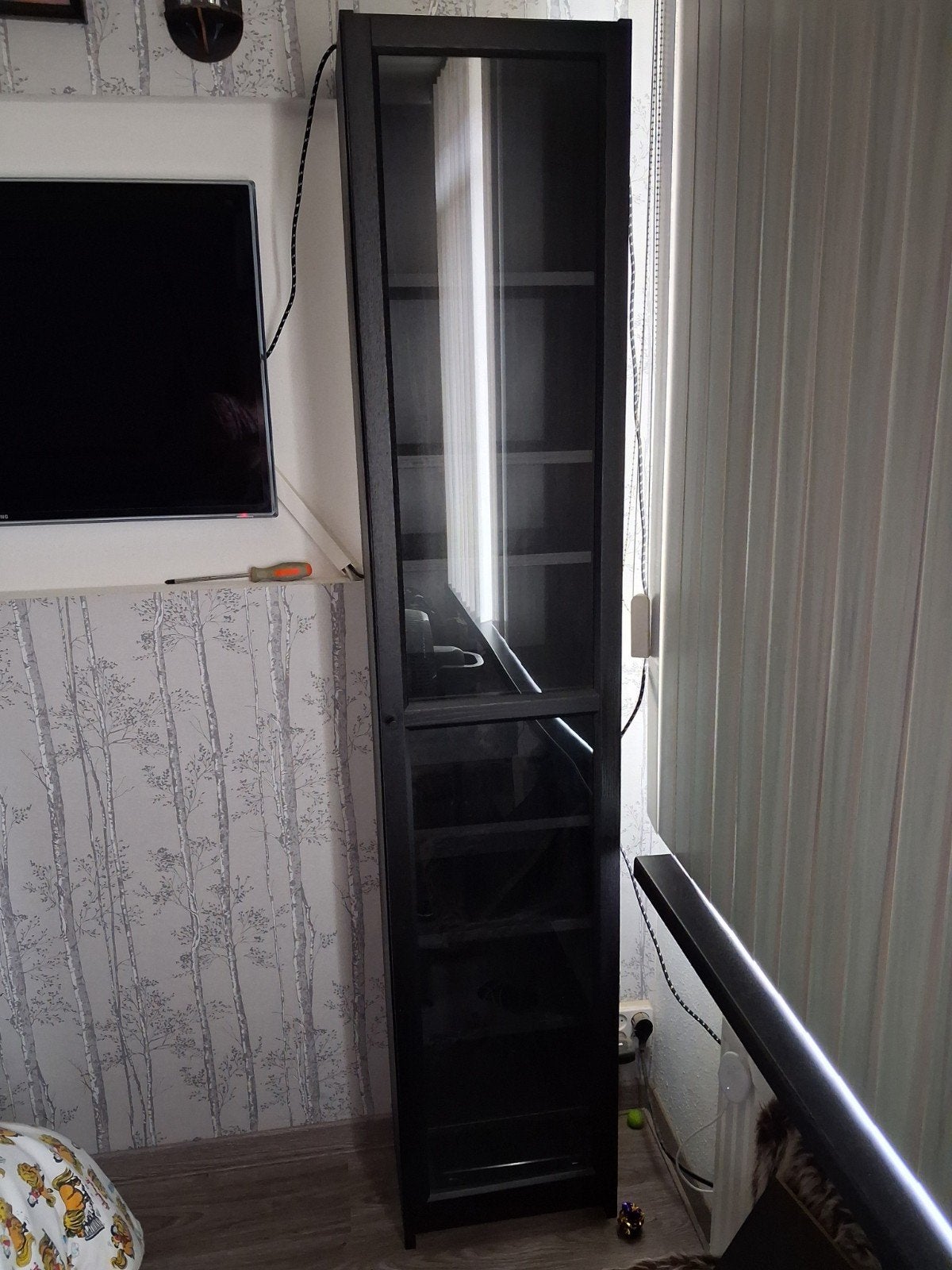 Ikea boekenkast / vitrine kast Billy zwart uitmuntende staat, Ophalen, 25 tot 50 cm, 200 cm of meer