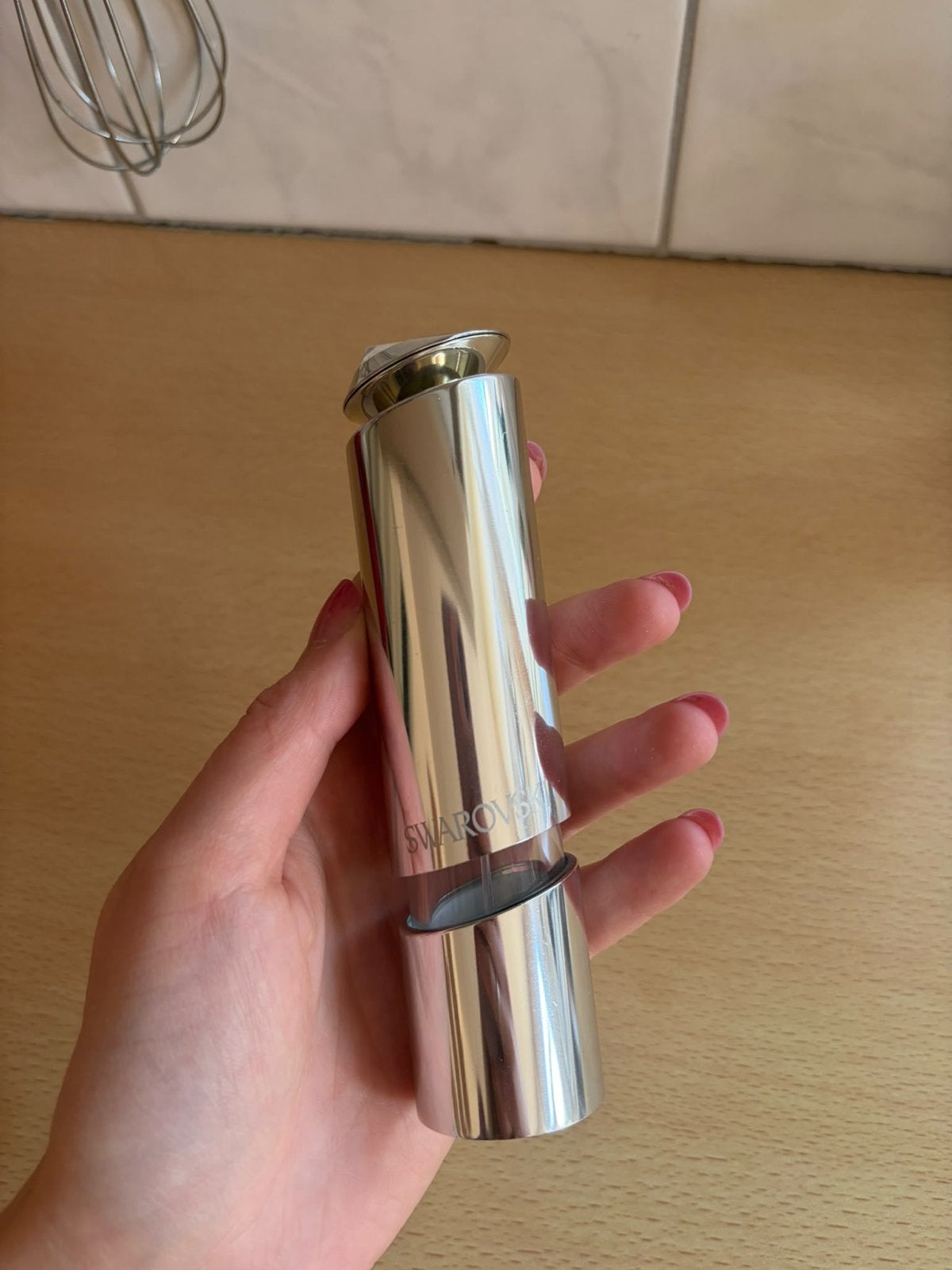 Swarovski Aura lege parfumfles - Zilverkleurig met kristal, Ophalen of Verzenden, Zo goed als nieuw, Huisaccessoire
