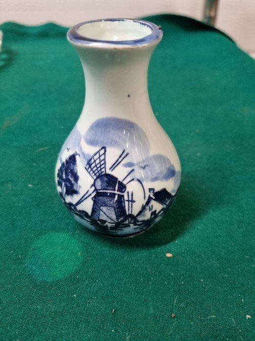 Vaasje delfts blauw holland met molen, Ophalen of Verzenden