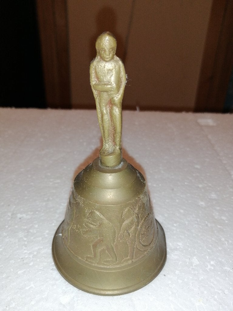 Zwaar messing tafelbel, receptiebel met Napoleon beeldje, Ophalen of Verzenden, Koper